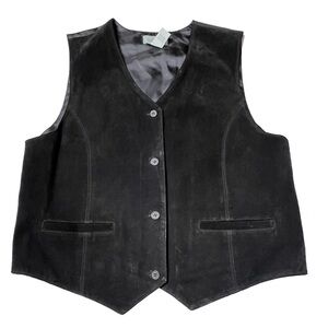 vintage black great northwest clothing company leather suede vest sz L